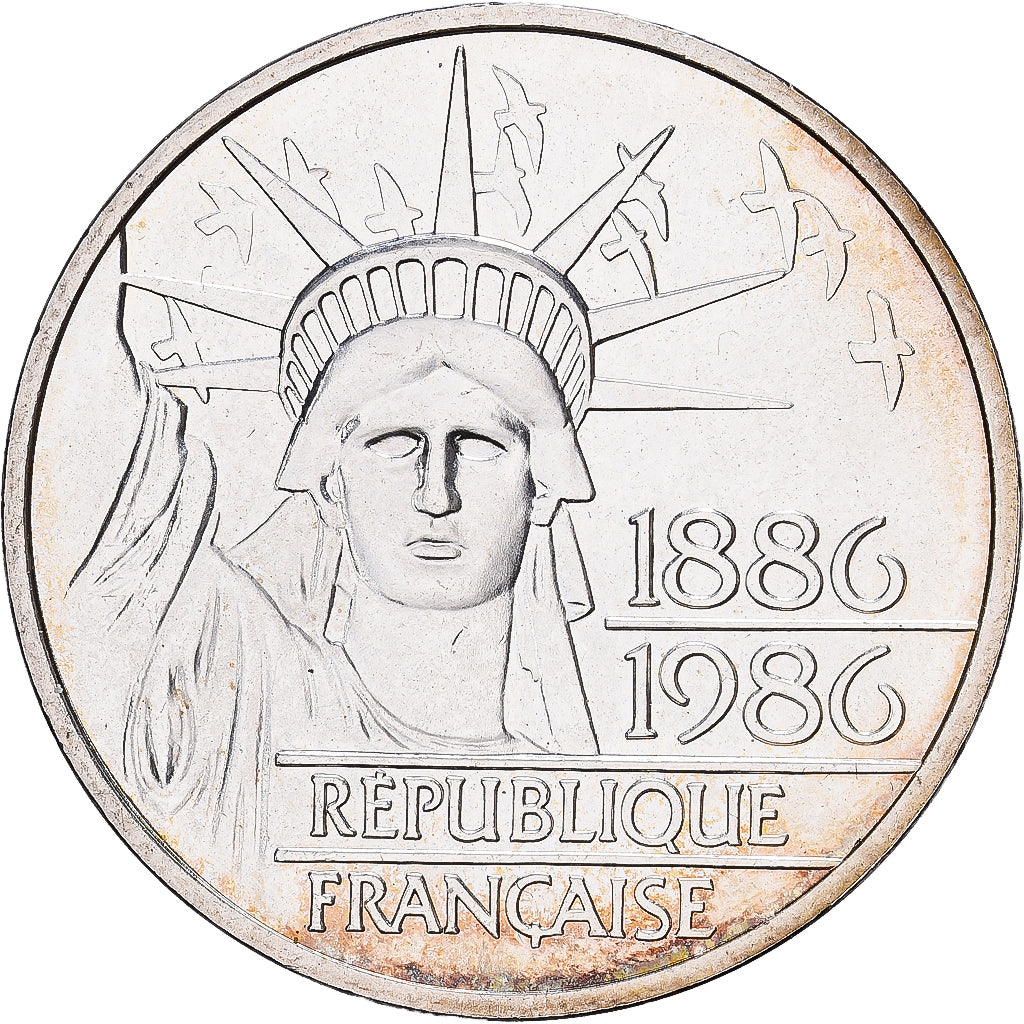 France, 100 Francs, Statue de la Liberté, 1986, Paris, Piéfort, Silver