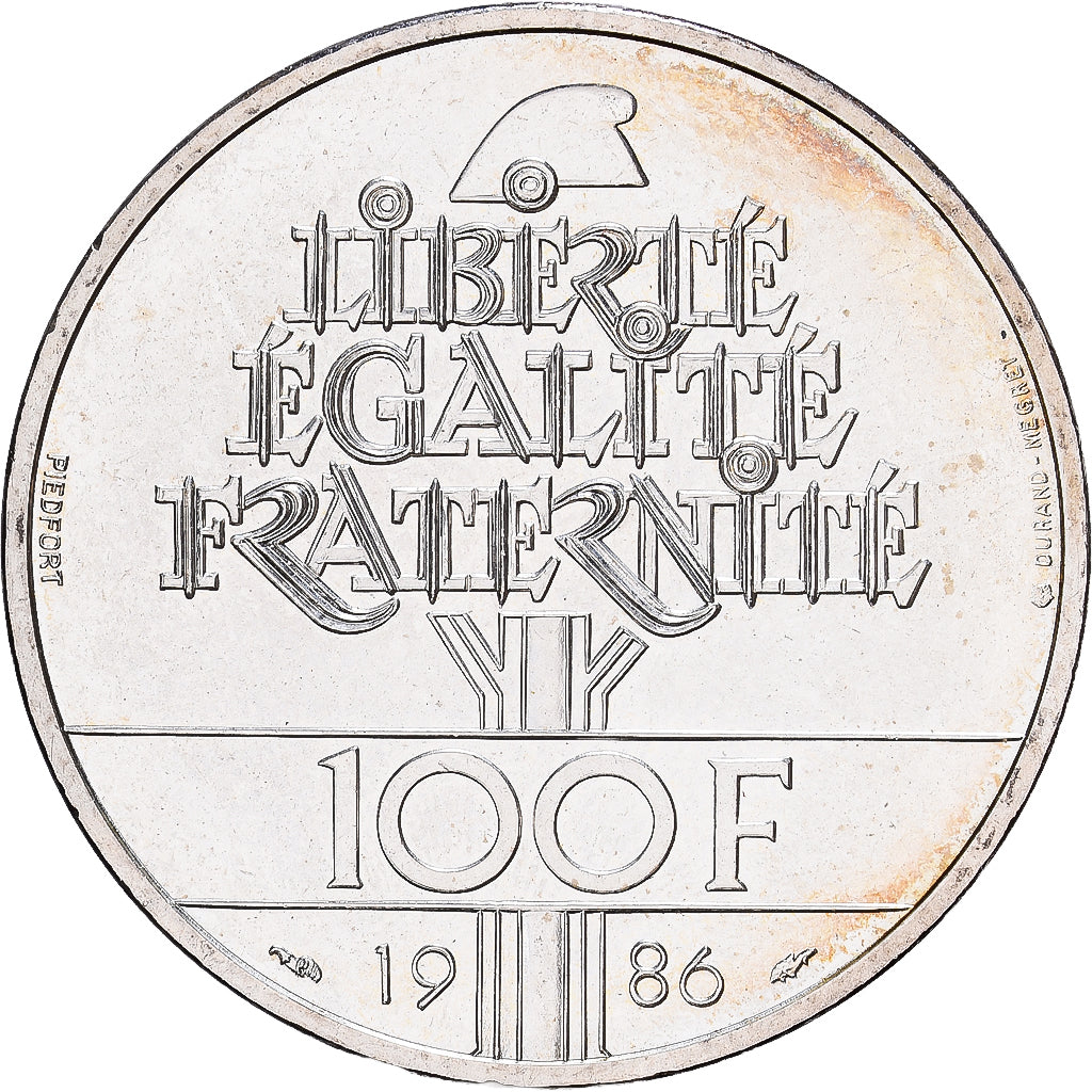 France, 100 Francs, Statue de la Liberté, 1986, Paris, Piéfort, Silver