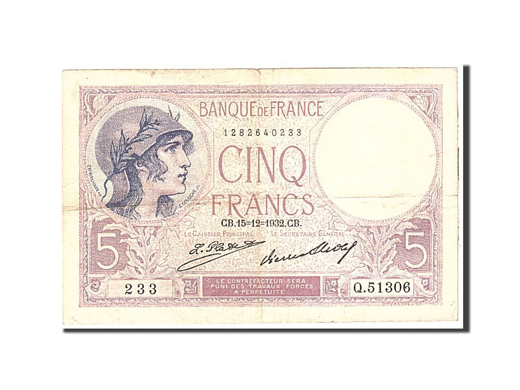 Billet, France, 5 Francs, 1932, 1932-12-15, TTB, KM:72d
