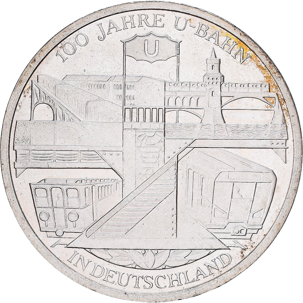 Germany, 10 Euro, 100th Anniversary of German subway, 2002, Munich, Silver