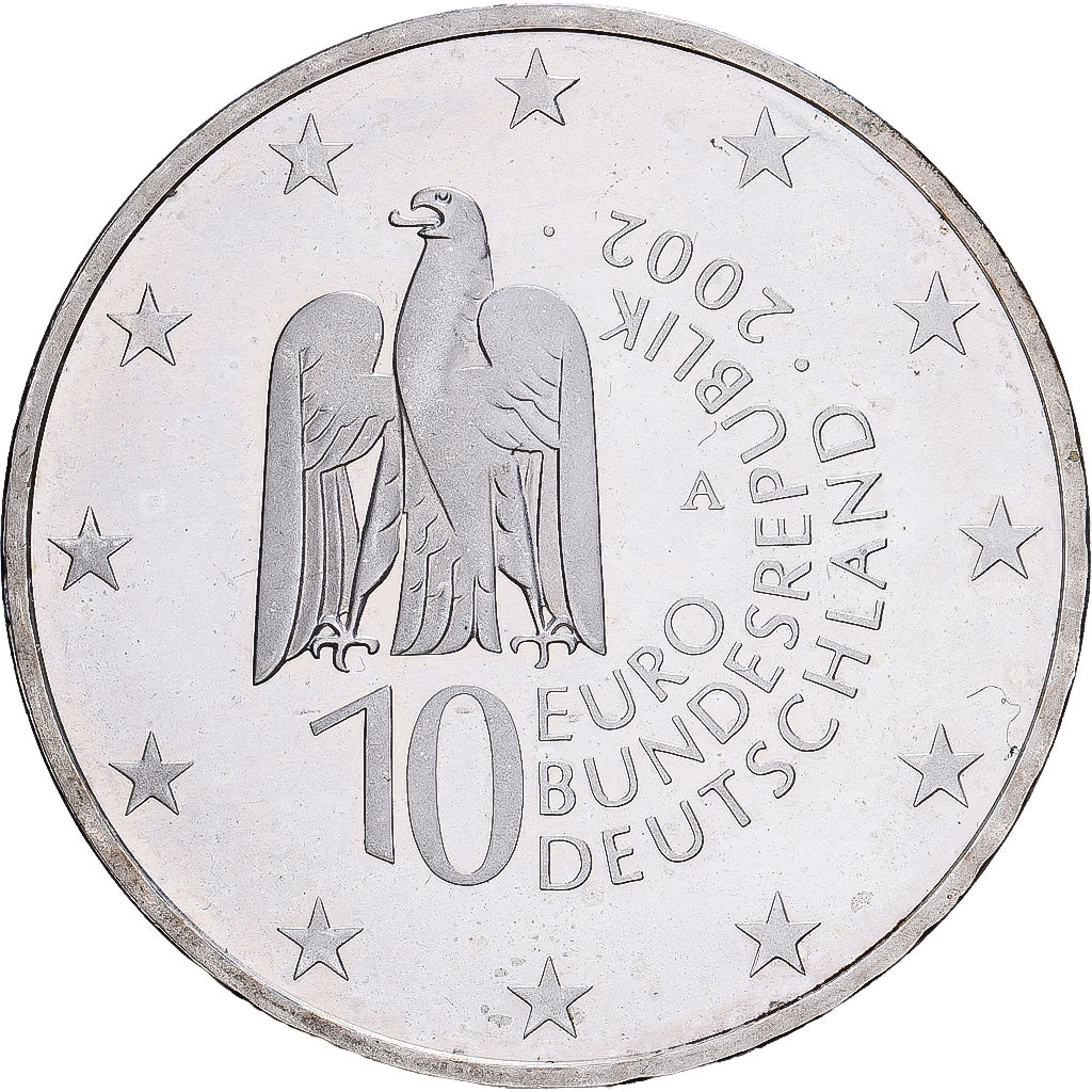 Alemanha, 10 Euro, Museum Island Berlin, 2002, Berlin, Prata, MS(60-62), KM:218