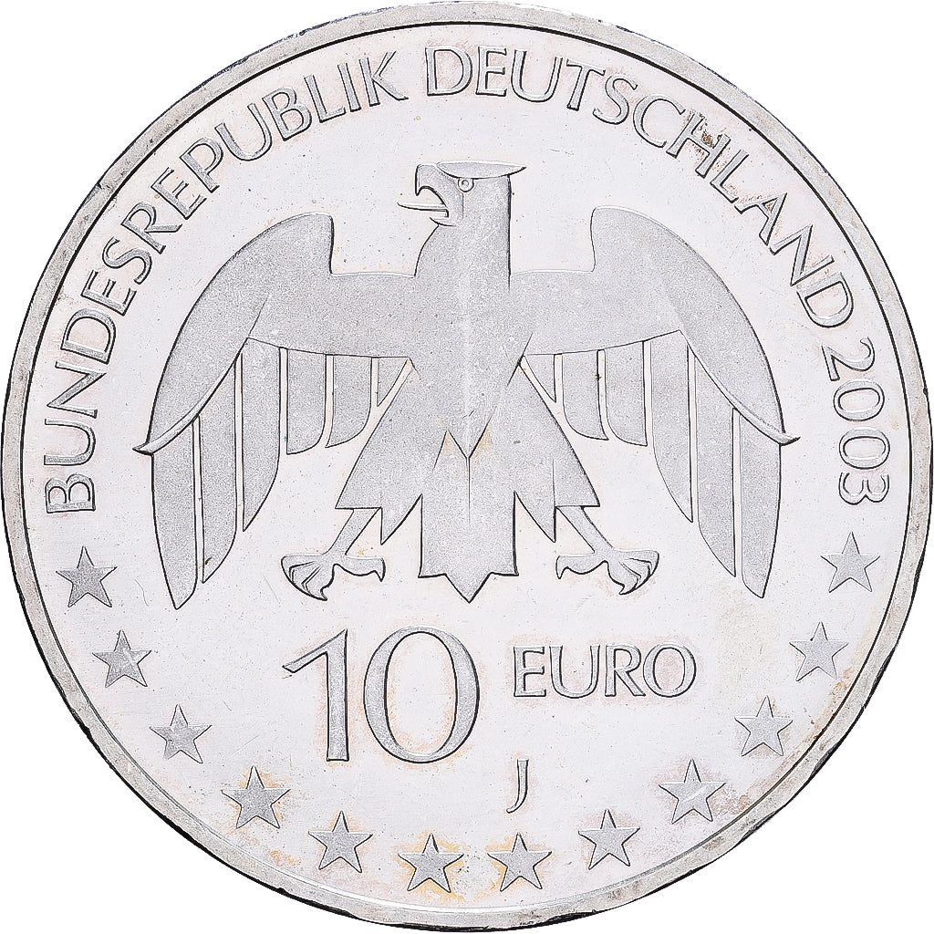 Germany, 10 Euro, Justus von Liebig, 2003, Hamburg, Silver, MS(63), KM:222