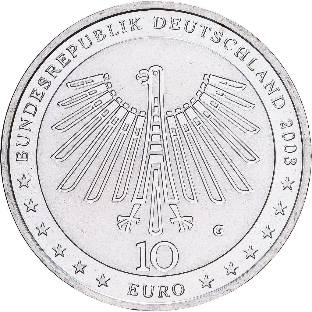 Alemania, 10 Euro, Gottfried Semper, 2003, Karlsruhe, Plata, SC, KM:227