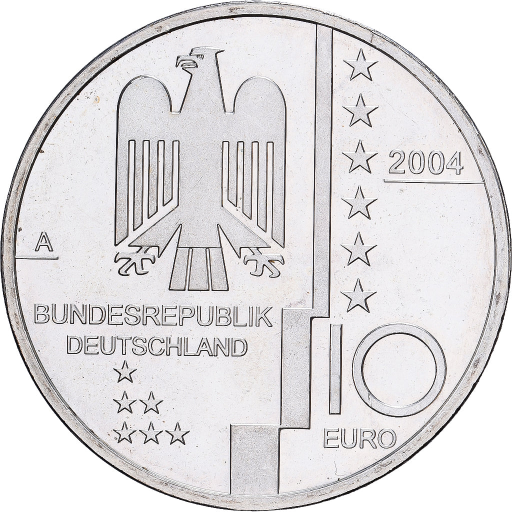 Germany, 10 Euro, Bauhaus Dessau, 2004, Berlin, Silver, MS(60-62), KM:230
