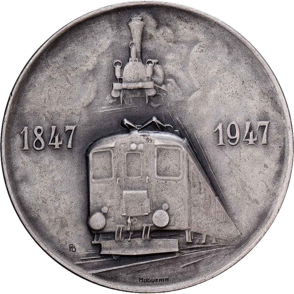 Switzerland, Medal, Centenaire des Chemins de Fer Suisses, 1947, Silver