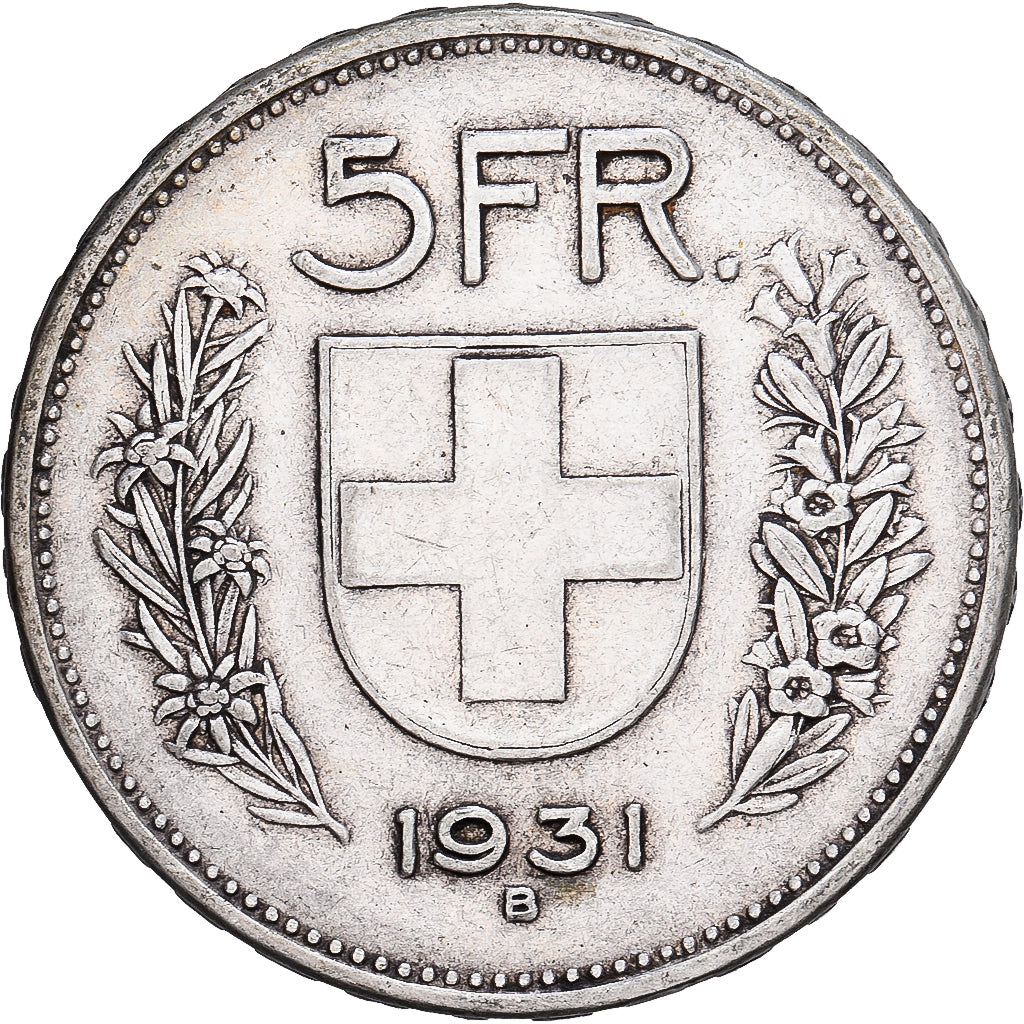 Switzerland, 5 Francs, 1931, Bern, Silver, EF(40-45), KM:40