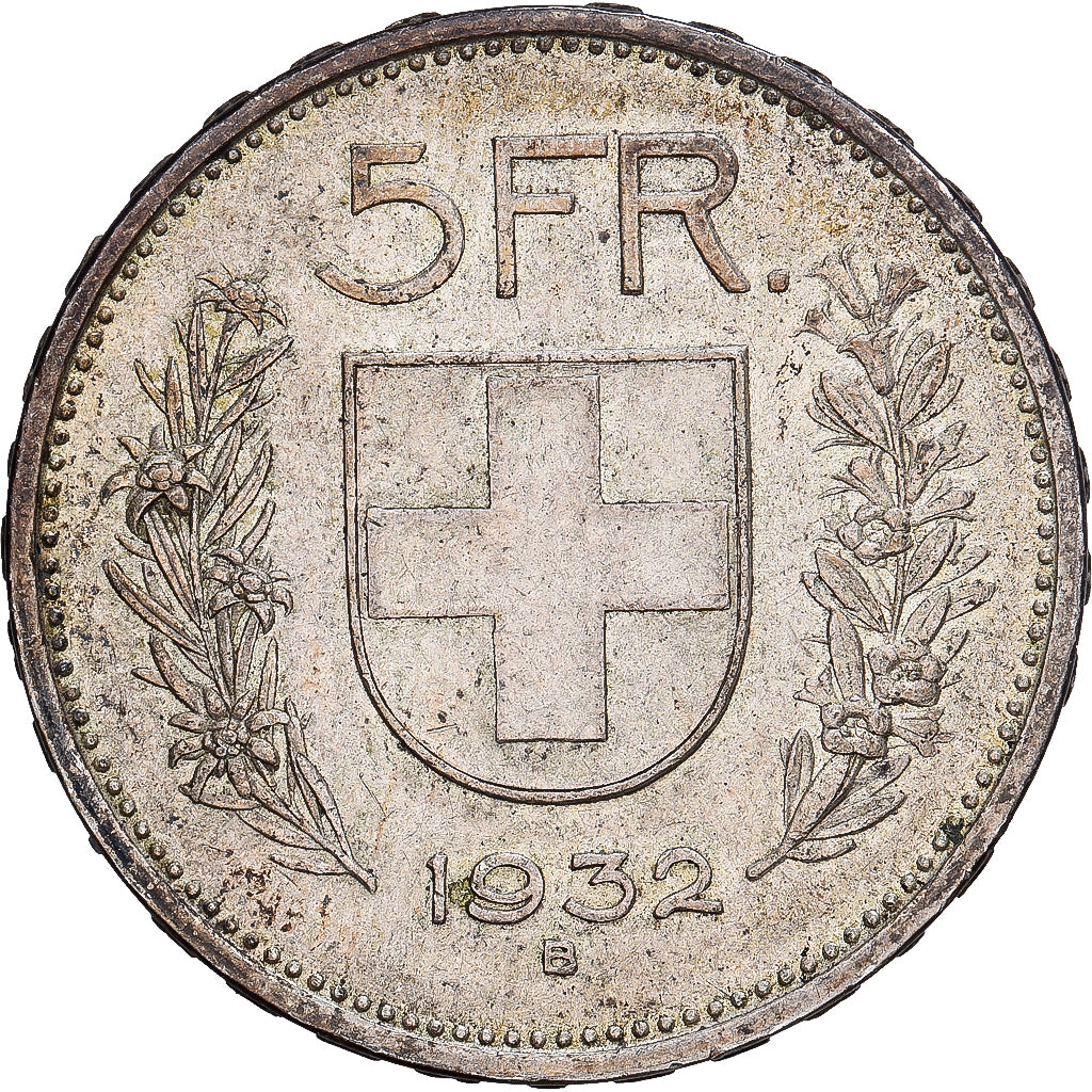 Switzerland, 5 Francs, 1932, Bern, Silver, EF(40-45), KM:40