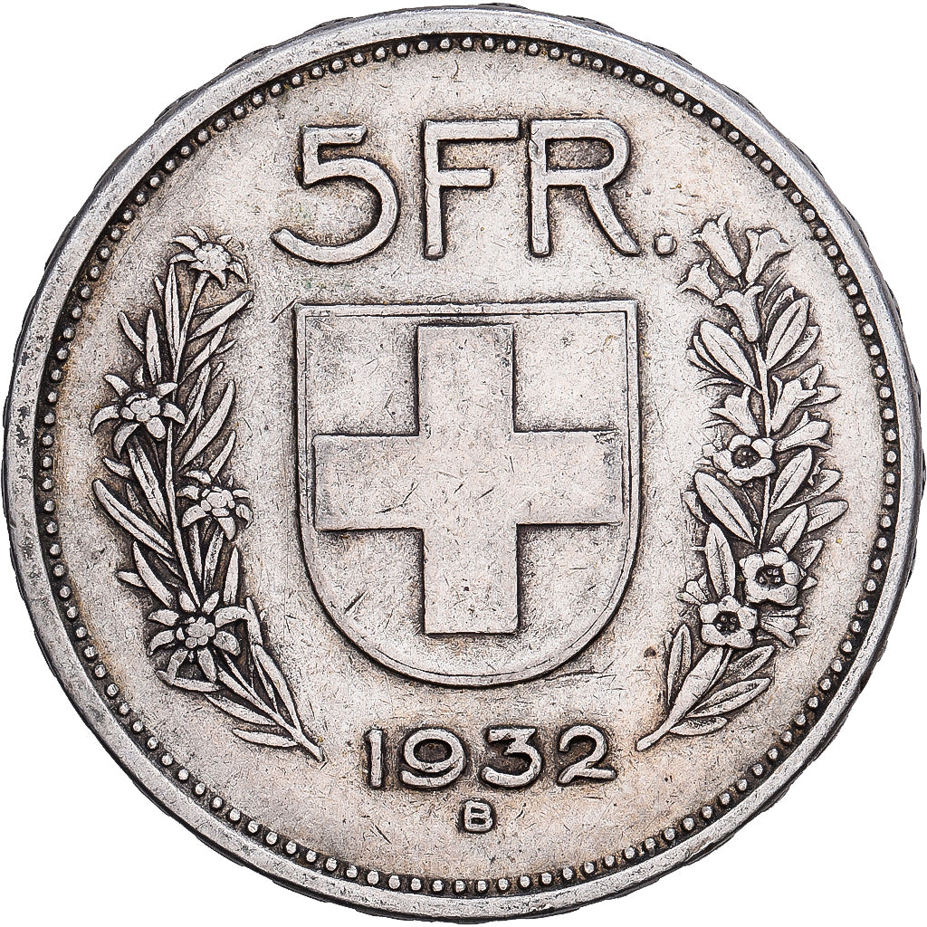 Switzerland, 5 Francs, 1932, Bern, Silver, EF(40-45), KM:40