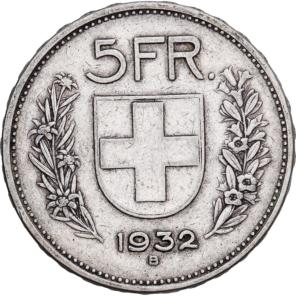 Switzerland, 5 Francs, 1932, Bern, Silver, EF(40-45), KM:40