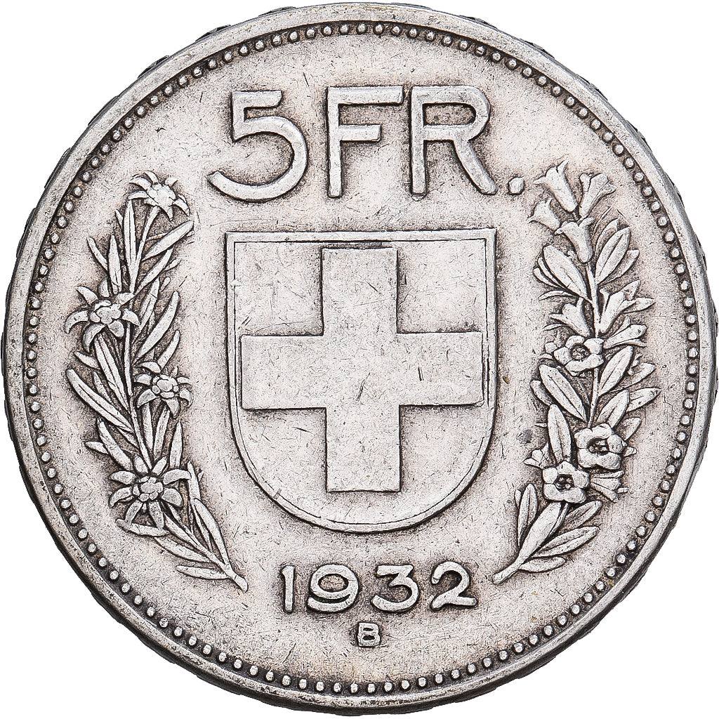 Switzerland, 5 Francs, 1932, Bern, Silver, EF(40-45), KM:40
