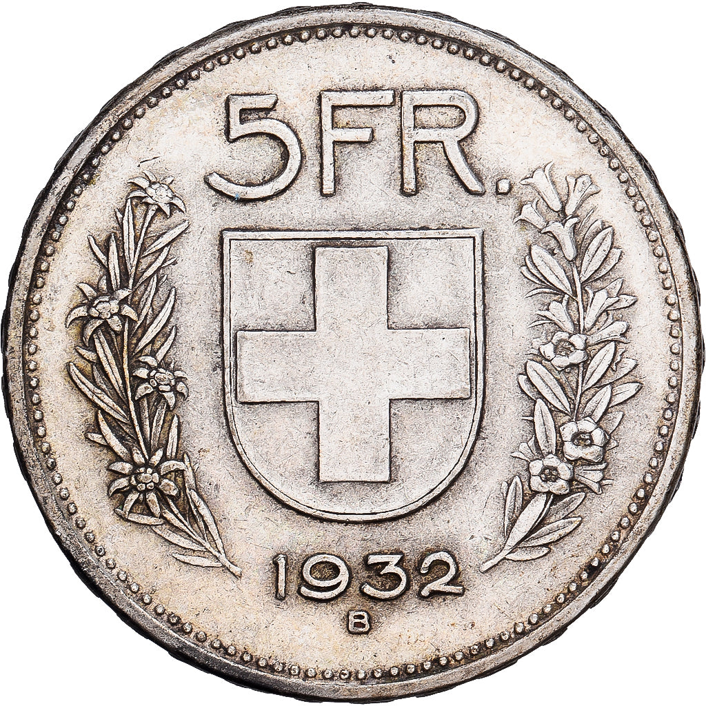 Switzerland, 5 Francs, 1932, Bern, Silver, EF(40-45), KM:40