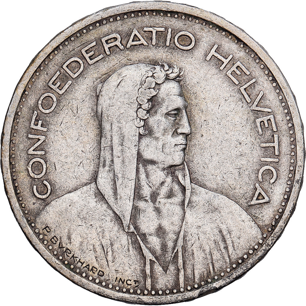 Suiza, 5 Francs, 1935, Bern, Plata, MBC, KM:40