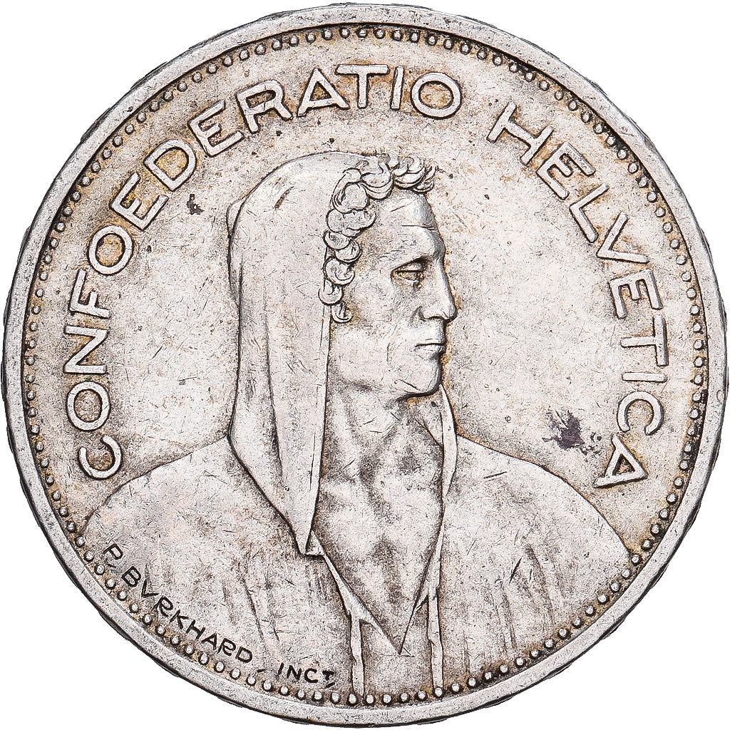 Suiza, 5 Francs, 1935, Bern, Plata, MBC, KM:40