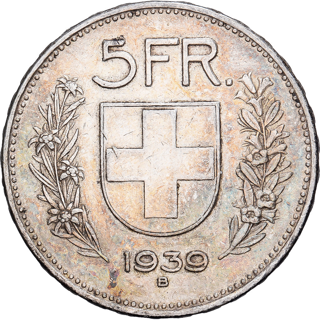 Moneda, Suiza, 5 Francs, 1939, Bern, MBC, Plata, KM:40