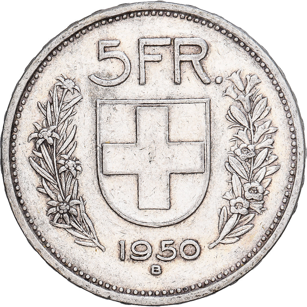 Moneda, Suiza, 5 Francs, 1950, Bern, MBC+, Plata, KM:40