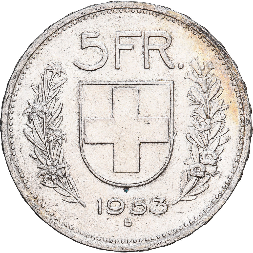 Suiza, 5 Francs, 1953, Bern, Plata, MBC+, KM:40