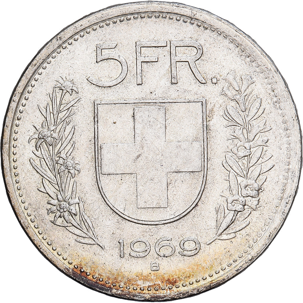Switzerland, 5 Francs, 1969, Bern, Silver, AU(50-53), KM:40