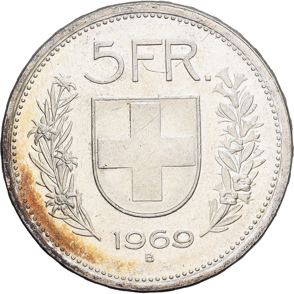 Switzerland, 5 Francs, 1969, Bern, Silver, AU(50-53), KM:40