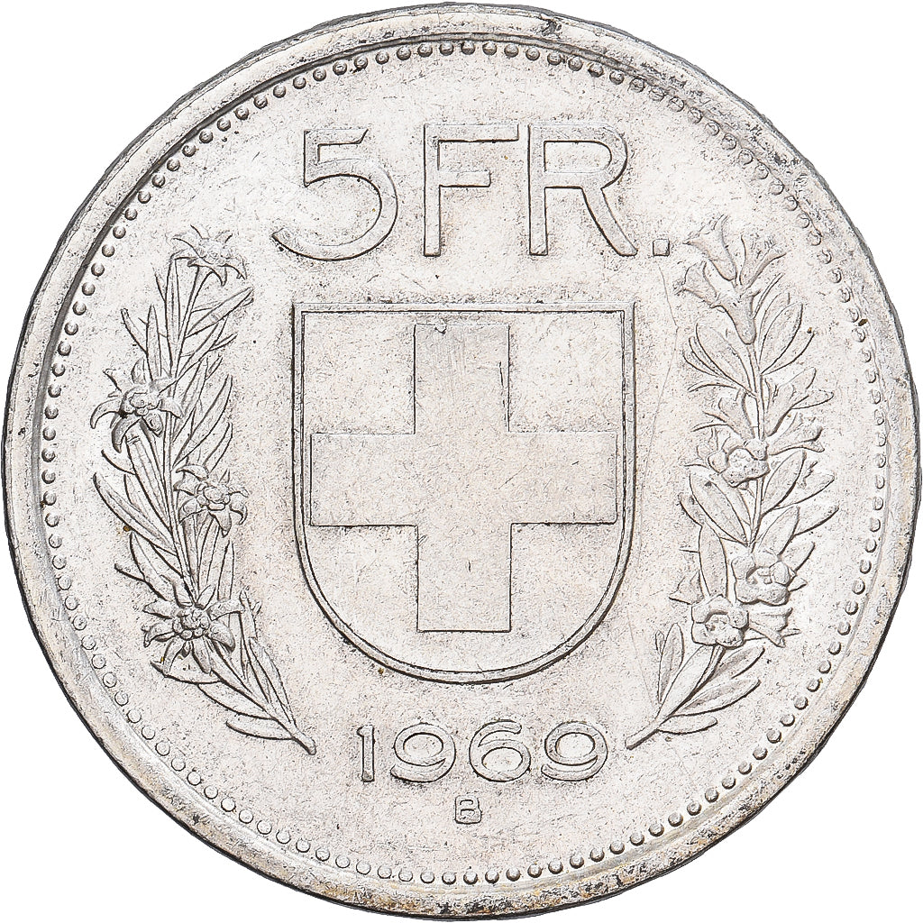 Switzerland, 5 Francs, 1969, Bern, Silver, AU(55-58), KM:40