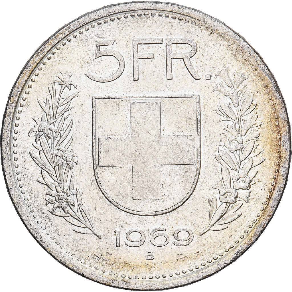 Switzerland, 5 Francs, 1969, Bern, Silver, AU(55-58), KM:40