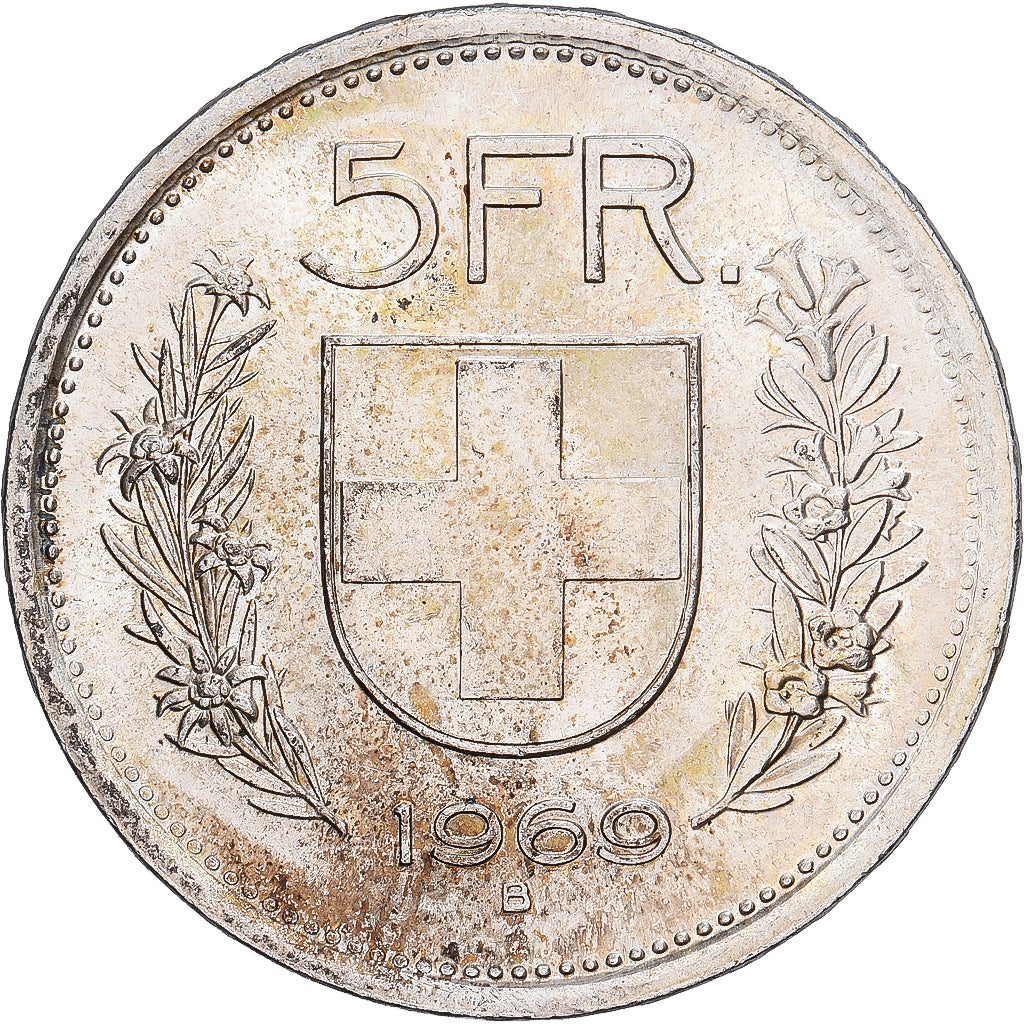Switzerland, 5 Francs, 1969, Bern, Silver, MS(60-62), KM:40