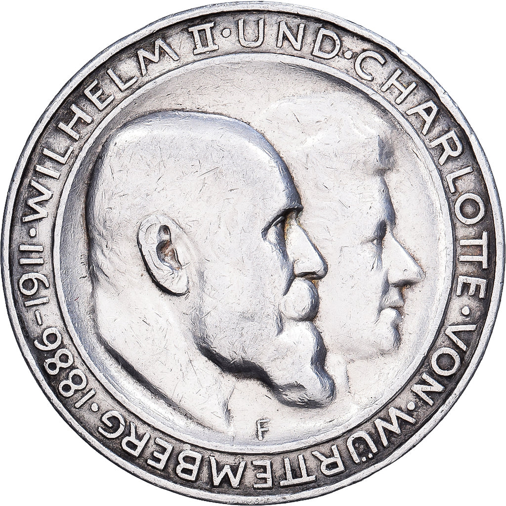 Deutschland, Kingdom of Württemberg, Wilhelm II, 3 Mark, Wedding Anniversary