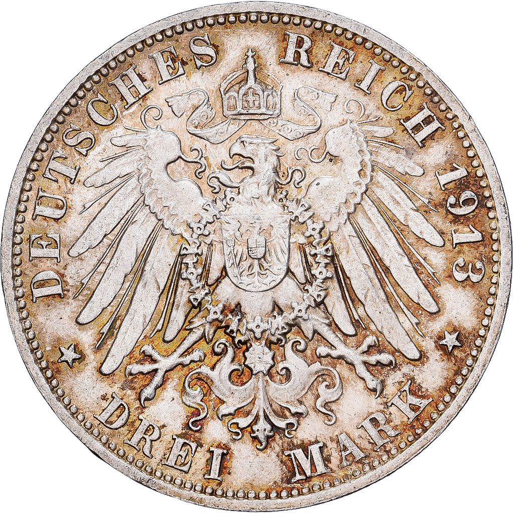 États allemands, SAXONY-ALBERTINE, Friedrich August III, 3 Mark, 1913