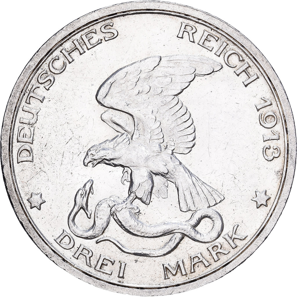 Estados alemanes, PRUSSIA, Wilhelm II, 3 Mark, 1913, Berlin, Plata, EBC, KM:534