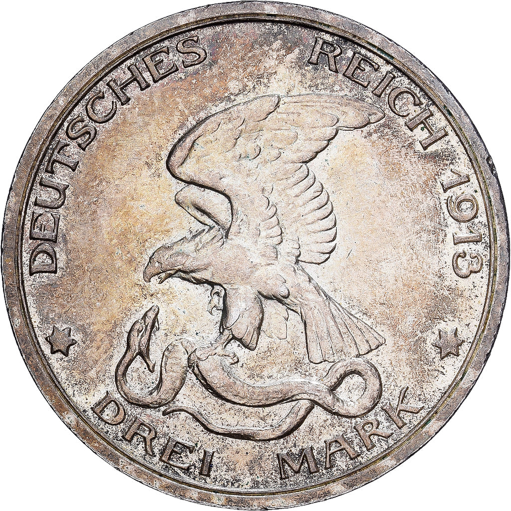 Estados alemanes, PRUSSIA, Wilhelm II, 3 Mark, 1913, Berlin, Plata, EBC, KM:534