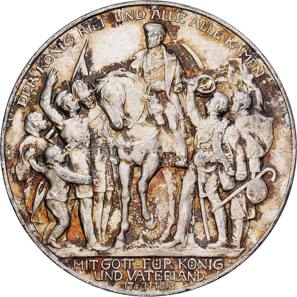 Duitse staten, PRUSSIA, Wilhelm II, 3 Mark, 1913, Berlin, Zilver, PR+, KM:534
