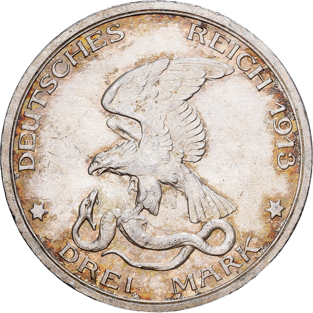 Duitse staten, PRUSSIA, Wilhelm II, 3 Mark, 1913, Berlin, Zilver, PR+, KM:534