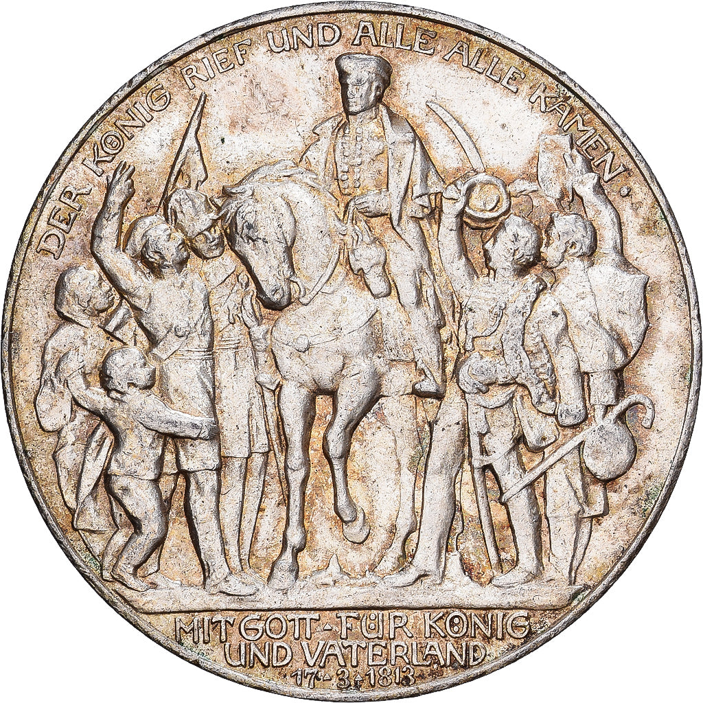 Duitse staten, PRUSSIA, Wilhelm II, 3 Mark, 1913, Berlin, Zilver, PR+, KM:534