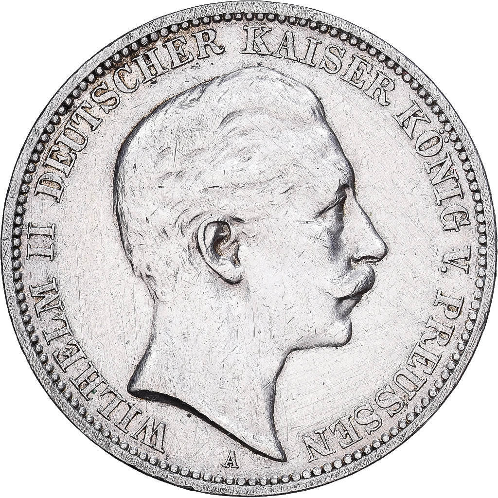 Estados alemanes, PRUSSIA, Wilhelm II, 3 Mark, 1909, Berlin, Plata, MBC, KM:527