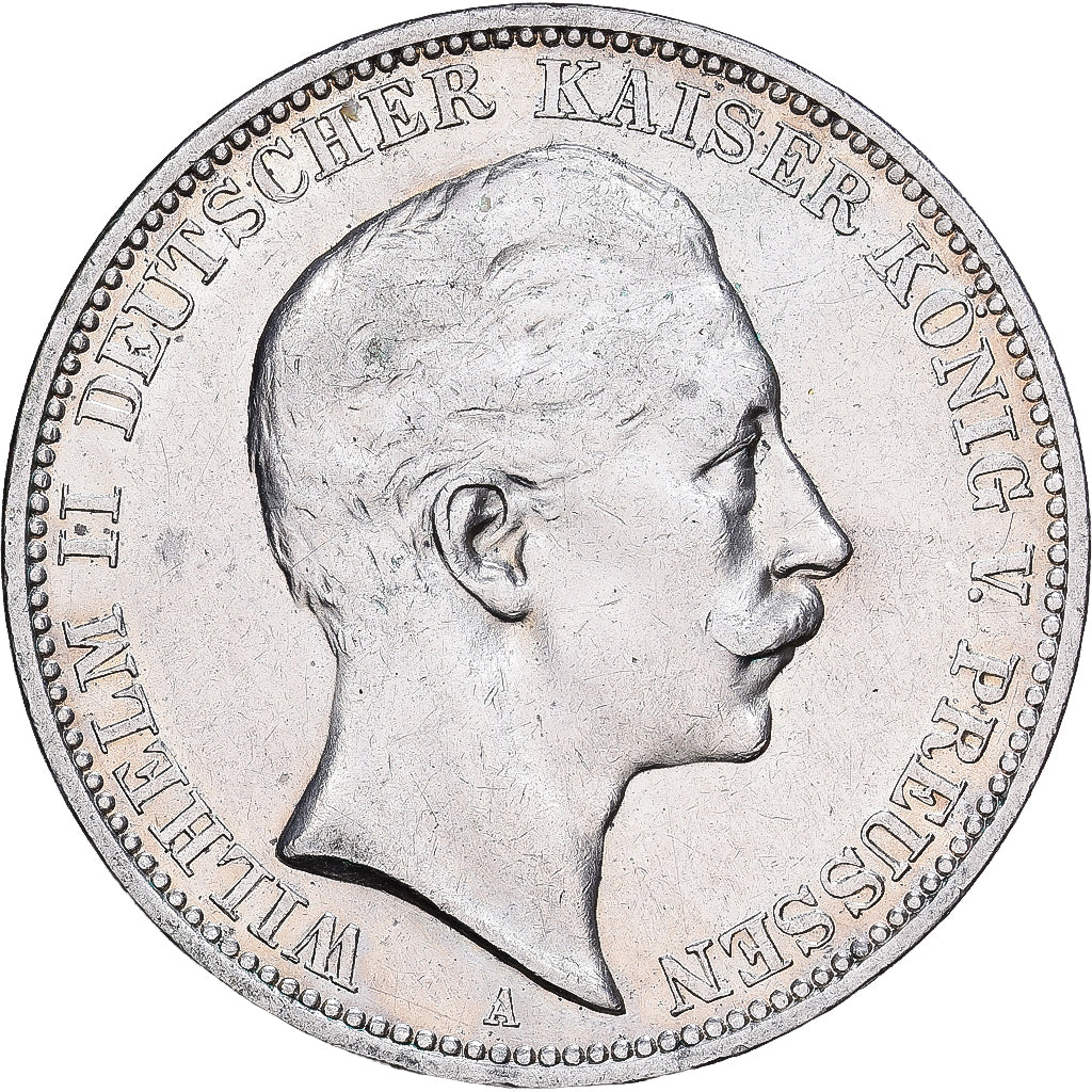 Estados alemanes, PRUSSIA, Wilhelm II, 3 Mark, 1909, Berlin, Plata, MBC, KM:527