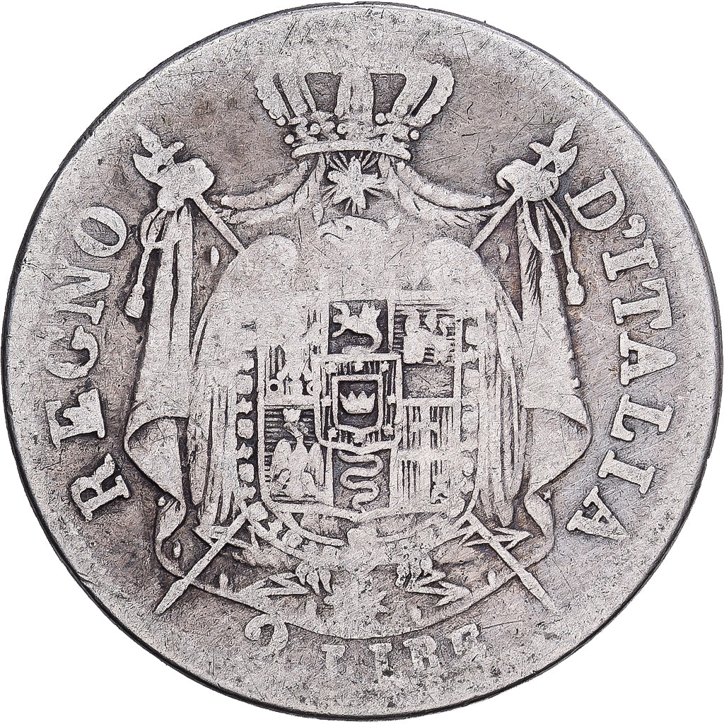STATI ITALIANI, KINGDOM OF NAPOLEON, Napoleon I, 2 Lire, 1808, Milan, Argento