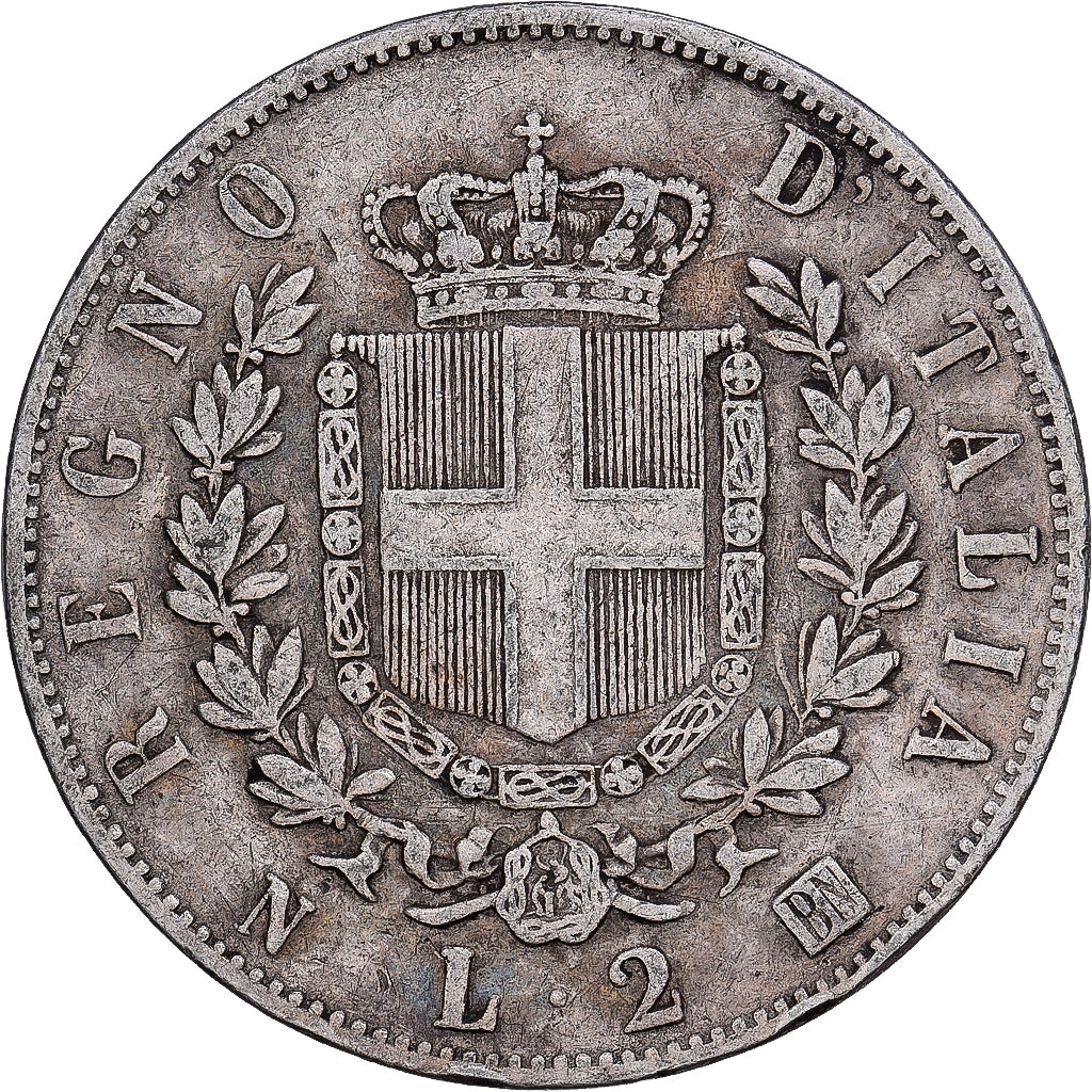 Italia, Vittorio Emanuele II, 2 Lire, 1863, Naples, Argento, MB+, KM:6a.1