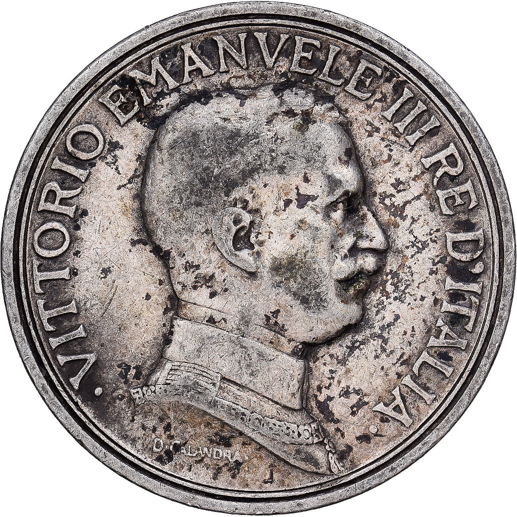 Włochy, Vittorio Emanuele III, 2 Lire, 1915, Rome, Srebro, VF(30-35), KM:55