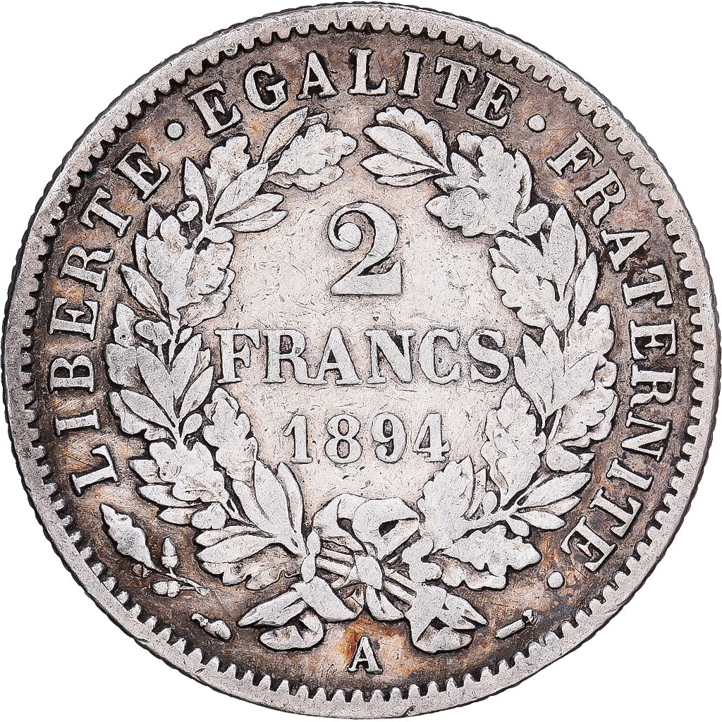 Münze, Frankreich, Cérès, 2 Francs, 1894, Paris, S+, Silber, KM:817.1