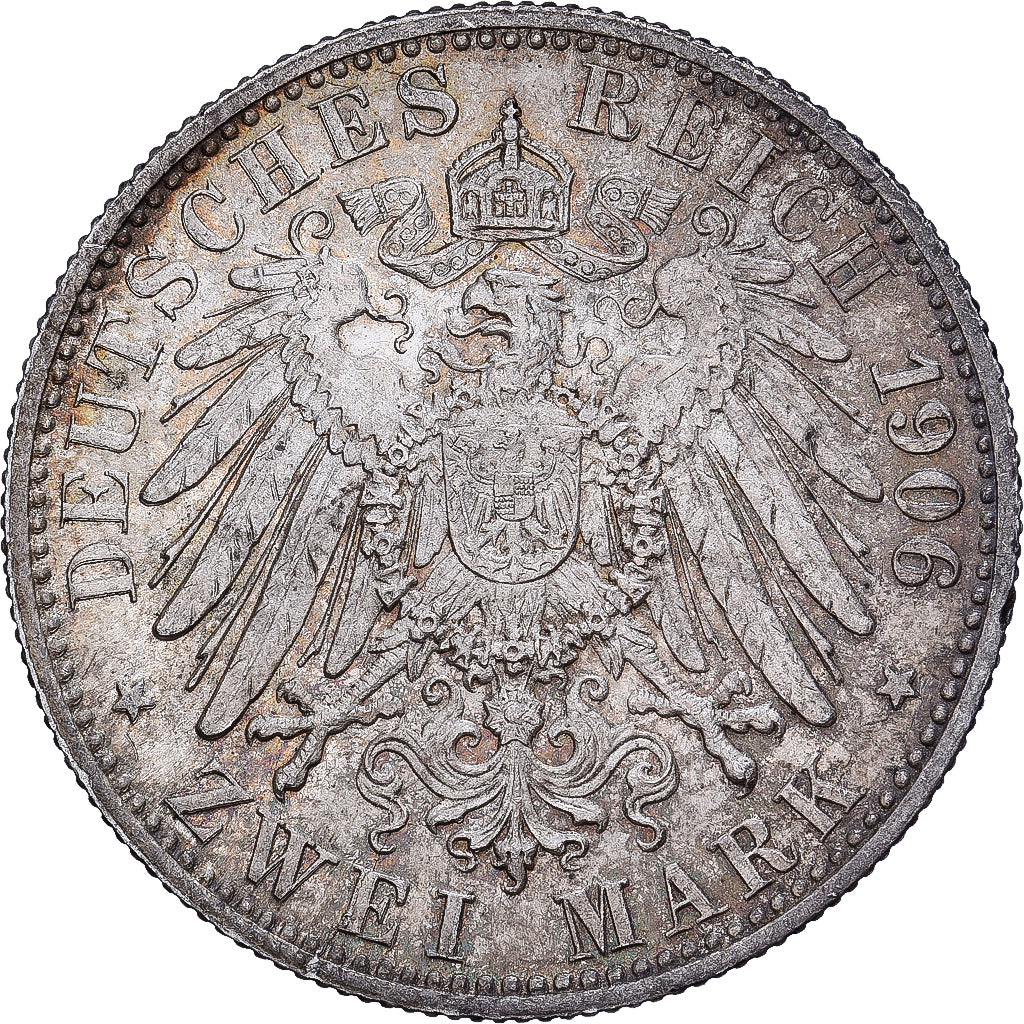 Duitse staten, WURTTEMBERG, Wilhelm II, 2 Mark, 1906, Freudenstadt, Zilver