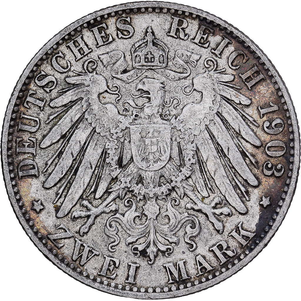 Moneta, Stati tedeschi, BAVARIA, Otto, 2 Mark, 1903, Munich, BB, Argento, KM:913
