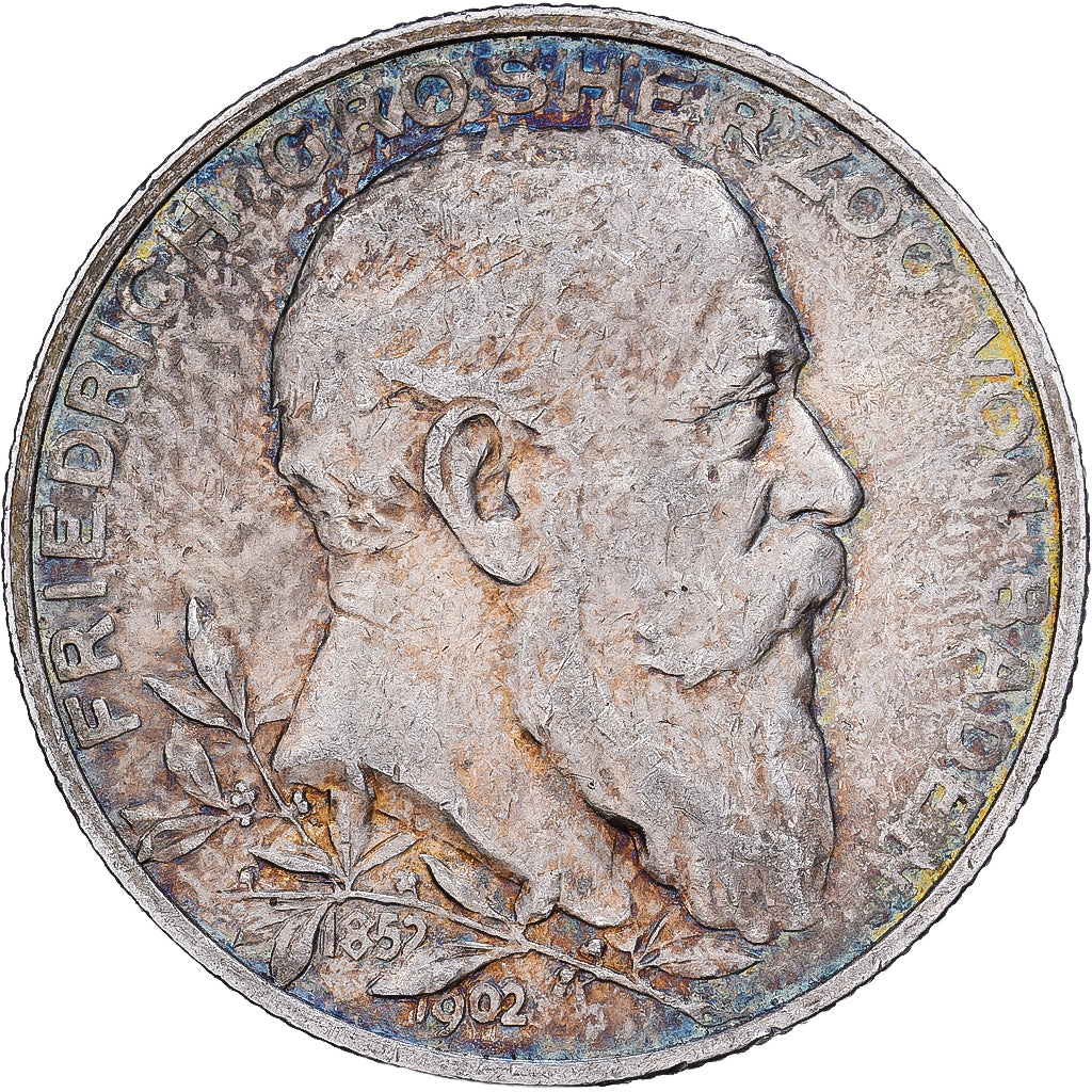 Stati tedeschi, BADEN, Friedrich I, 2 Mark, 1902, Karlsruhe, Argento, BB, KM:271