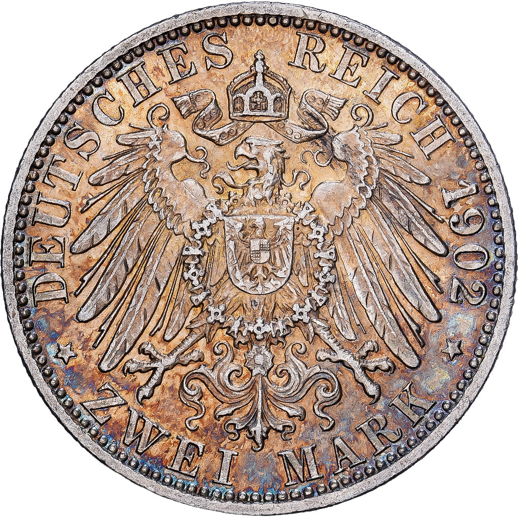 Deutsch Staaten, BADEN, Friedrich I, 2 Mark, 1902, Karlsruhe, Silber, SS+
