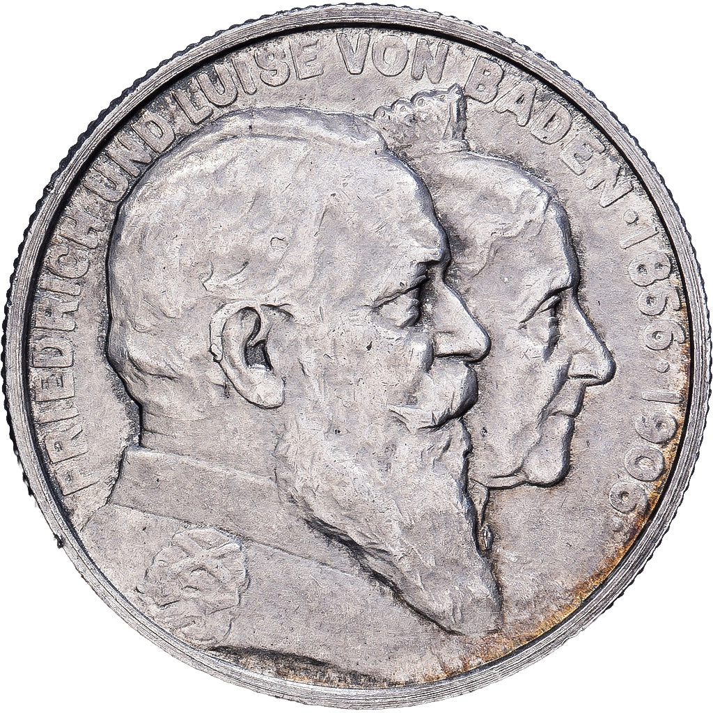 Deutsch Staaten, BADEN, Friedrich I, 2 Mark, 1906, Karlsruhe, Silber, SS+