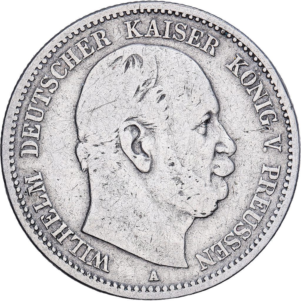 Estados alemanes, PRUSSIA, Wilhelm I, 2 Mark, 1876, Berlin, Plata, BC+, KM:506