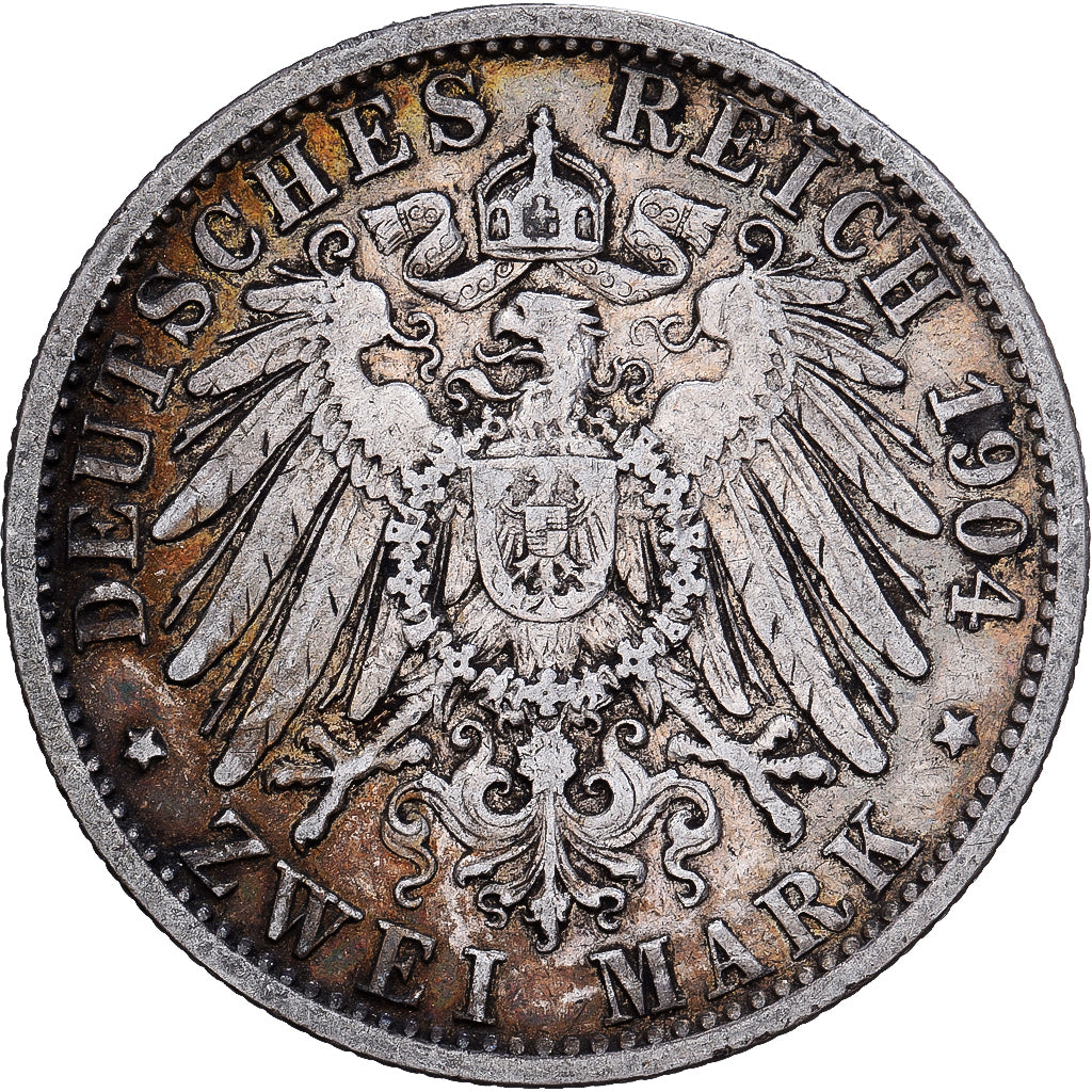 German States, PRUSSIA, Wilhelm II, 2 Mark, 1904, Berlin, Silver, VF(30-35)