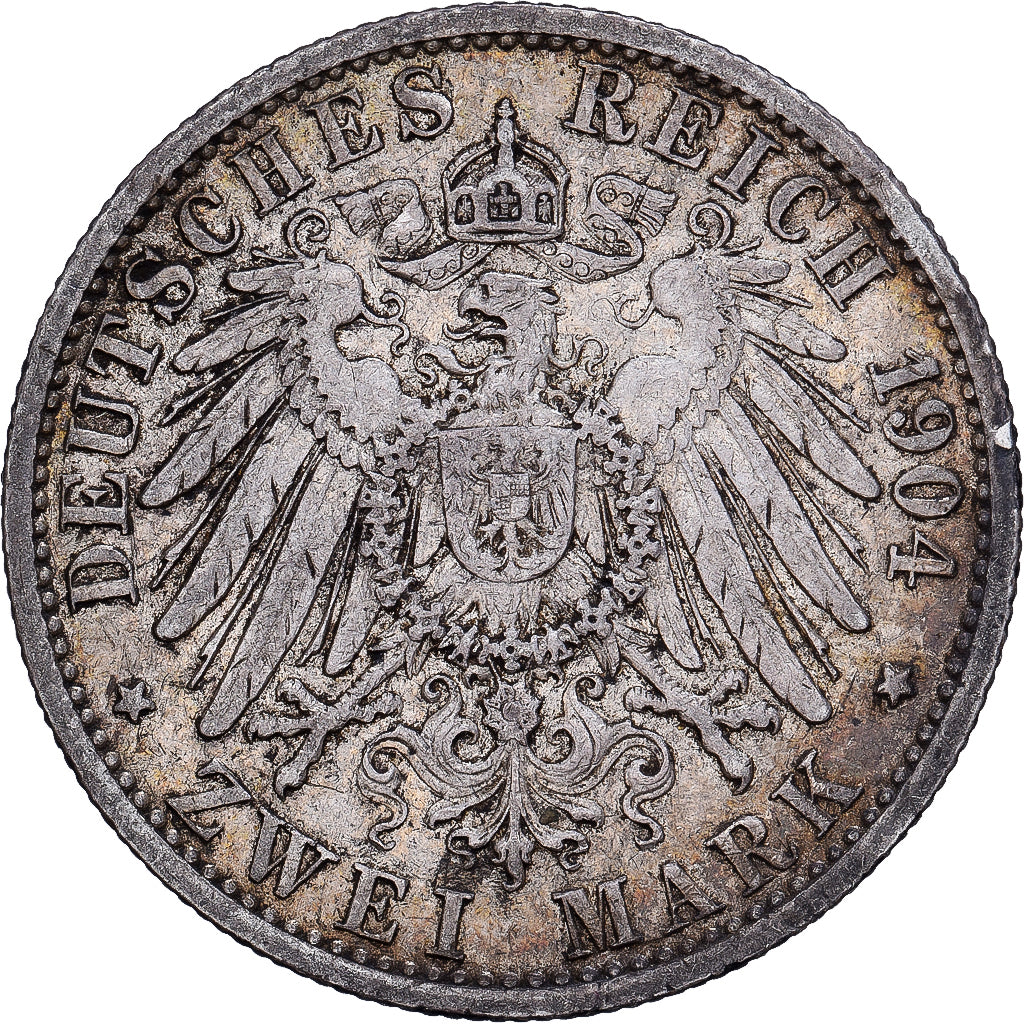 États allemands, PRUSSIA, Wilhelm II, 2 Mark, 1904, Berlin, Argent, TB+, KM:522