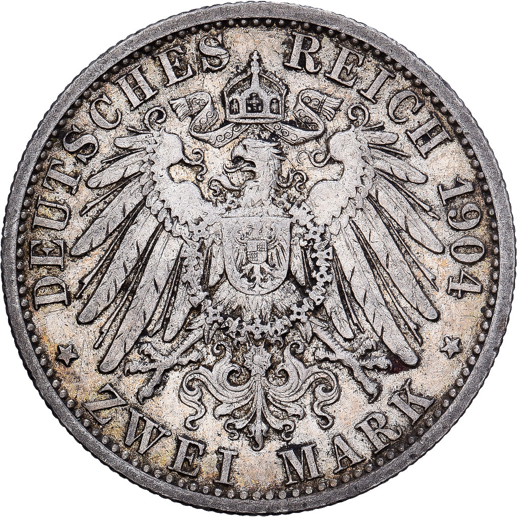 États allemands, PRUSSIA, Wilhelm II, 2 Mark, 1904, Berlin, Argent, TTB, KM:522