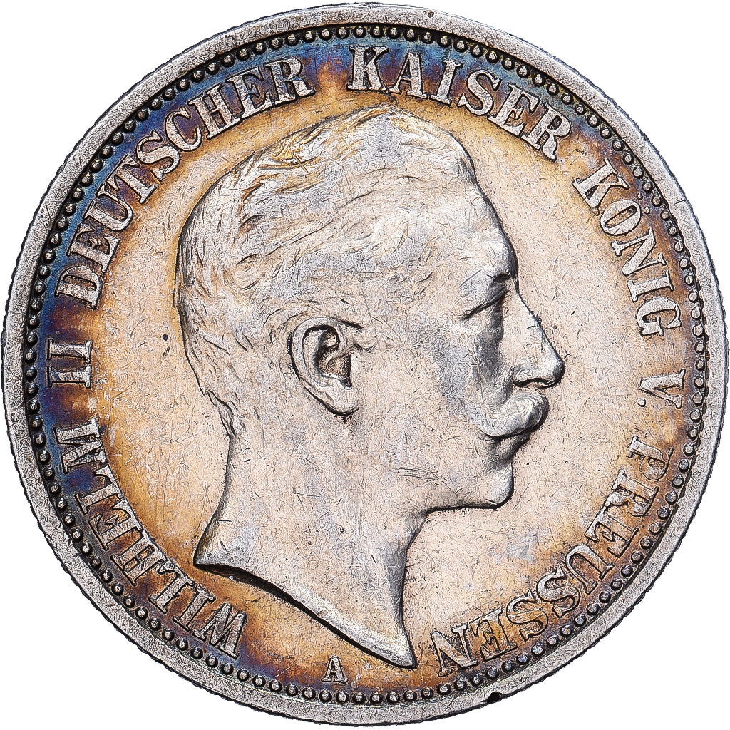 Duitse staten, PRUSSIA, Wilhelm II, 2 Mark, 1907, Berlin, Zilver, ZF, KM:522