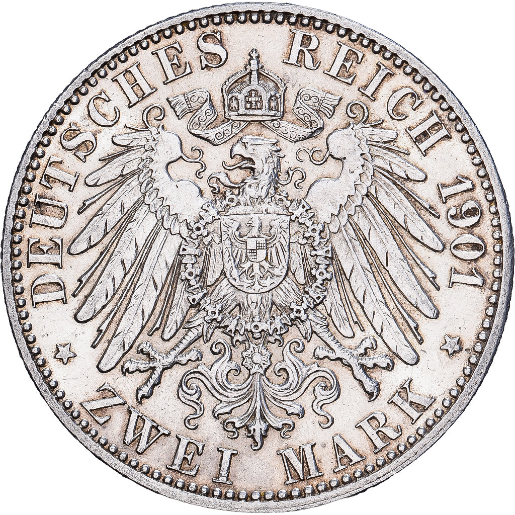Estados alemanes, PRUSSIA, Wilhelm II, 2 Mark, 1901, Berlin, Plata, EBC, KM:525