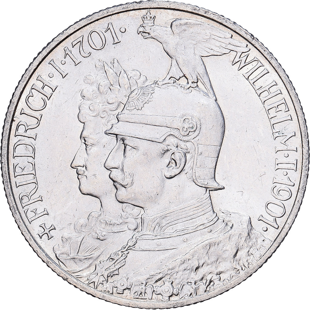 États allemands, PRUSSIA, Wilhelm II, 2 Mark, 1901, Berlin, Argent, SUP+